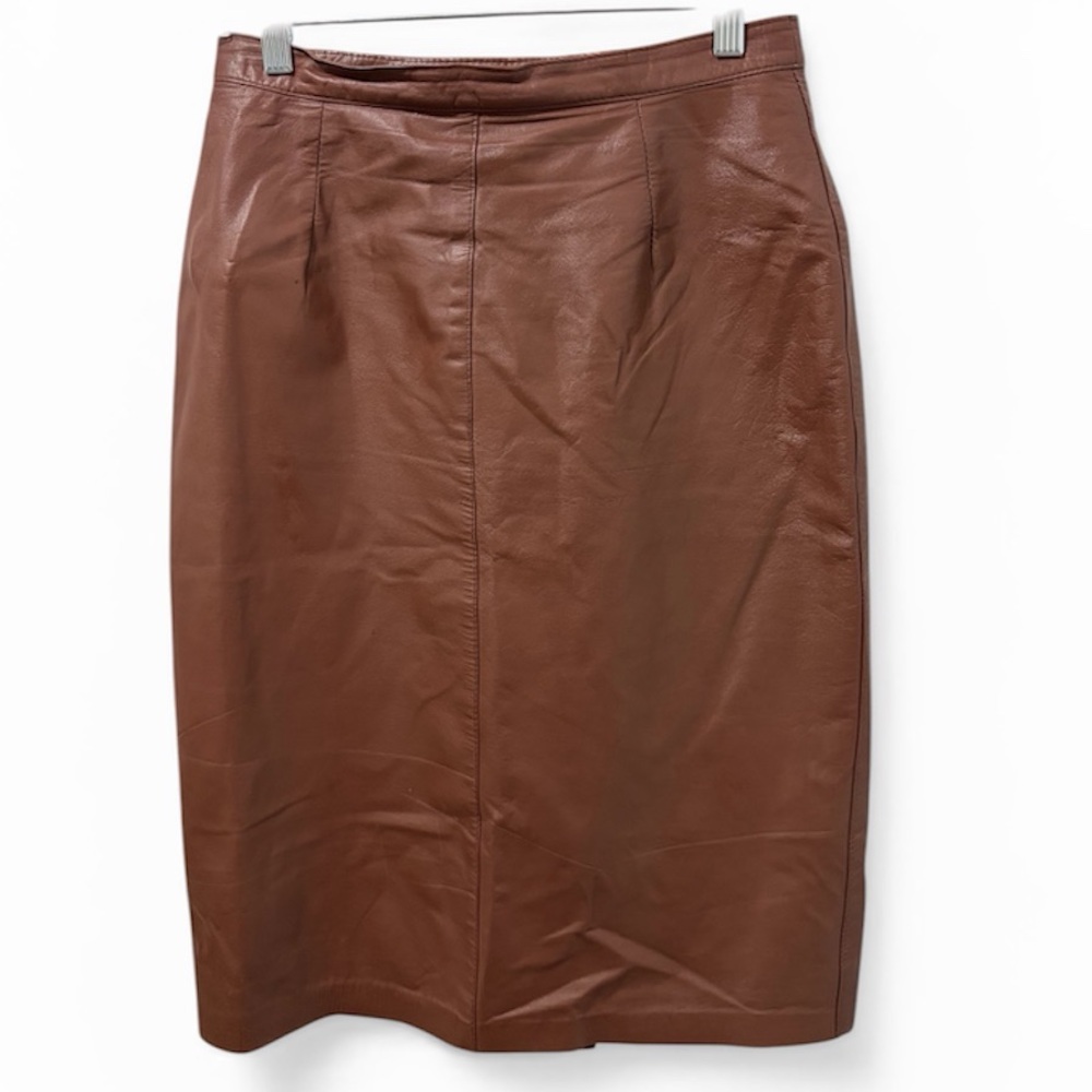 Vintage Bagatelle Brown Leather Pencil Skirt - Union Made Canada